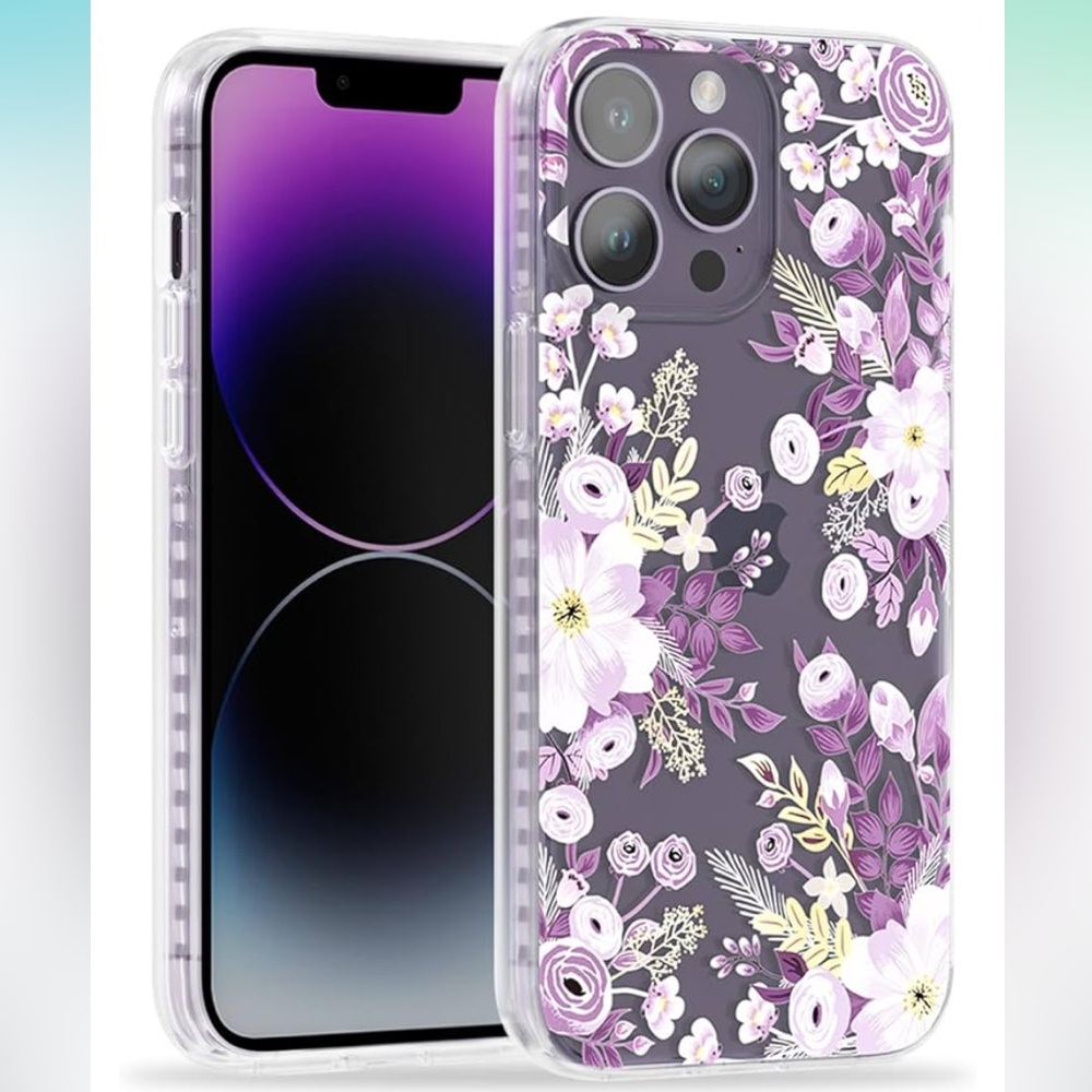 iPhone 12 Pro Max Case – Purple Floral w/ Gold Accents - NEW in box